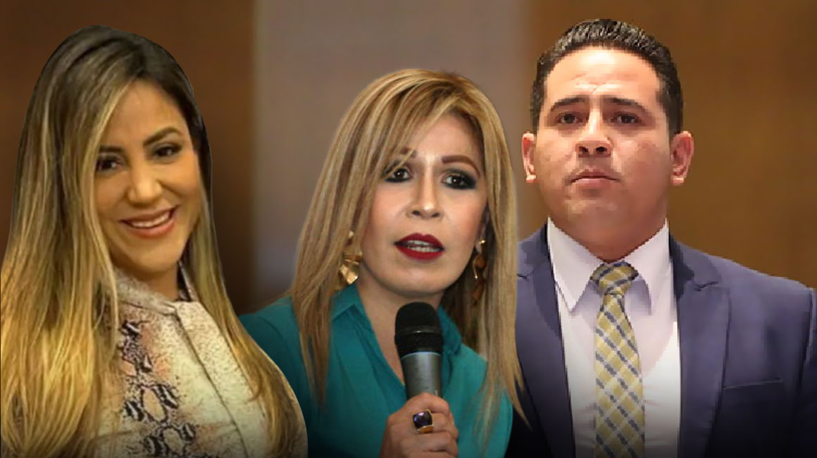 De izq. a der.: Mayra Salazar, exfuncionaria de la Corte del Guayas, Claudia Garzón, excomisionada de Pacificación Carcelaria, y Ronny Aleaga, exasambleísta.