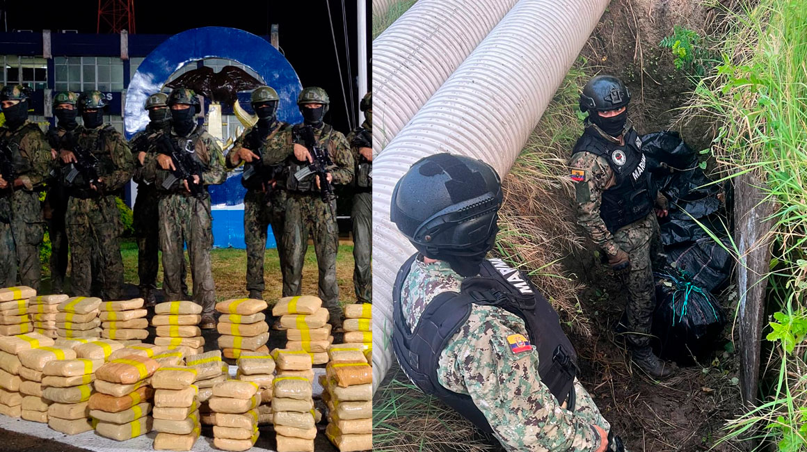 Militares muestran la droga encontrada tras operativos contra el narcotráfico este miércoles 20 de marzo del 2024.