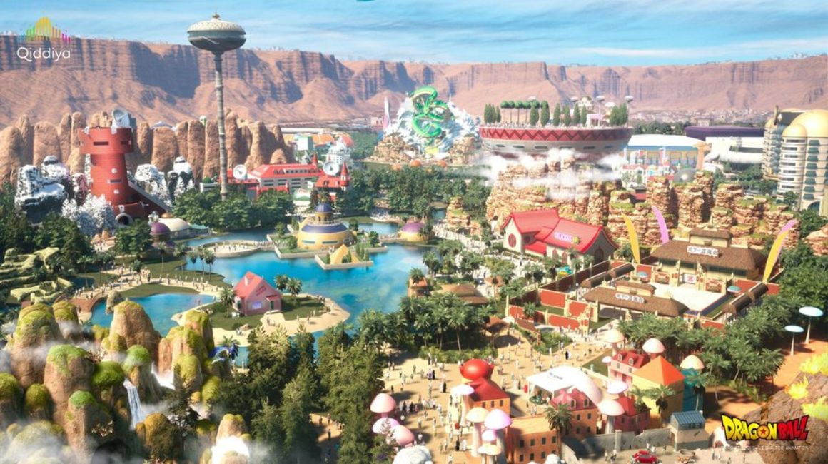 Diseño del parque temático de 'Dragon Ball' que se construiría en Arabia Saudita.