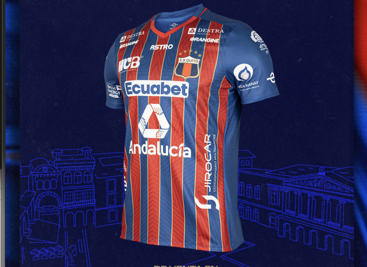 Camiseta titular de Deportivo Quito, 22 de marzo de 2024.