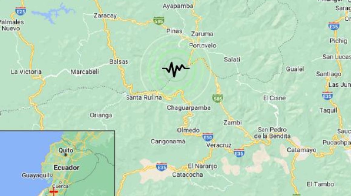 Registro de un temblor en Portovelo, El Oro, el 25 de marzo de 2024.