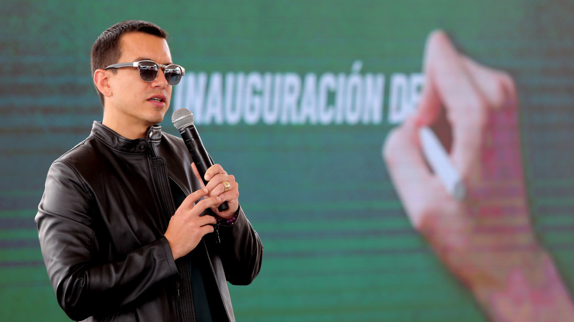 El presidente Daniel Noboa el 20 de marzo de 2024, en un evento educativo en Quito.