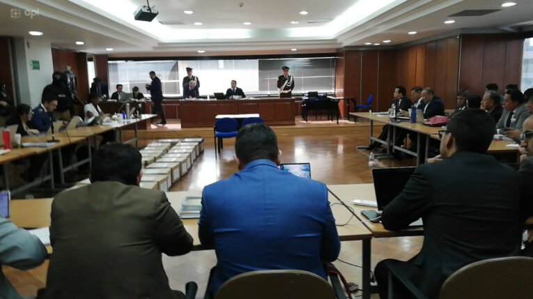 Vista panorámica de la audiencia del caso Metástasis, en Quito, el 28 de marzo de 2024.