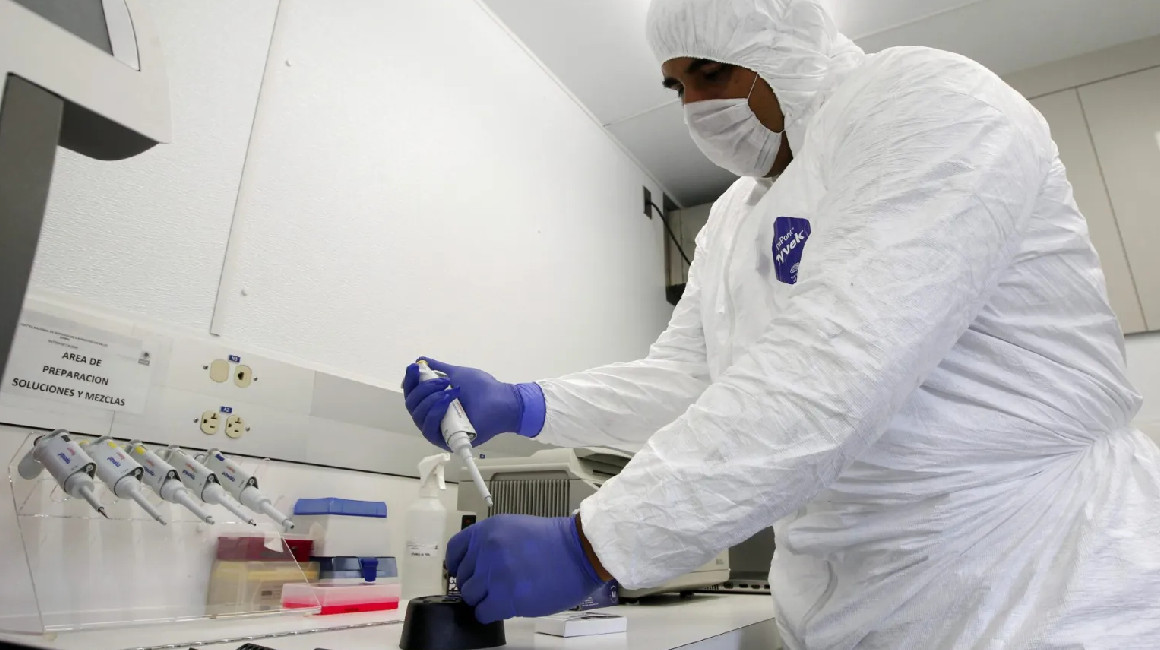 Un científico investiga sobre gripe aviar en un laboratorio.