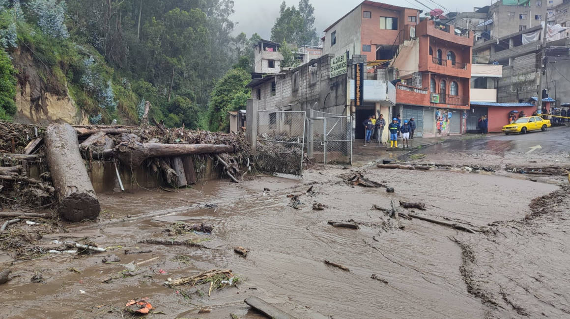 Aluvión en la zona de La Gasca, en Quito
