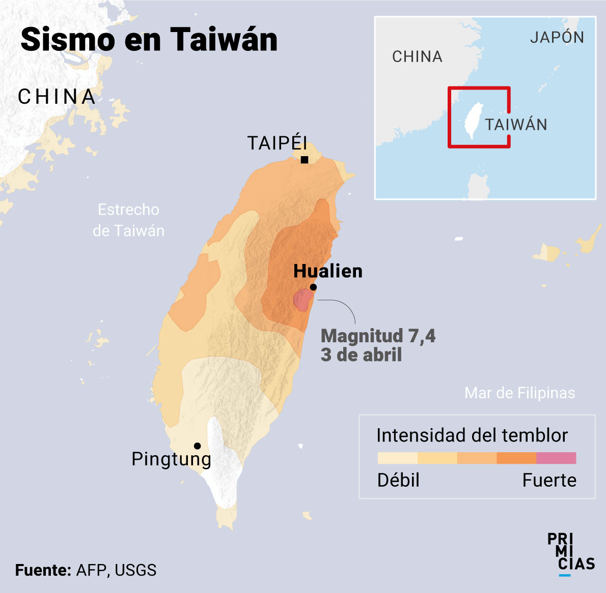 Sismo Taiwán Ubicación