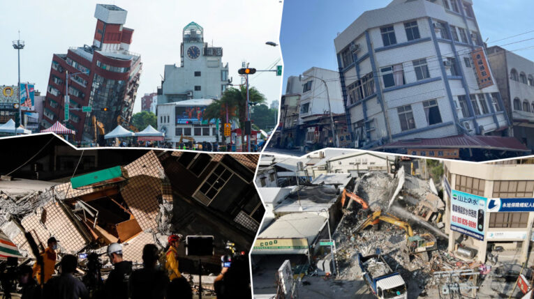 Rescatistas luchan contra el tiempo para liberar a personas atrapadas tras terremoto en Taiwán