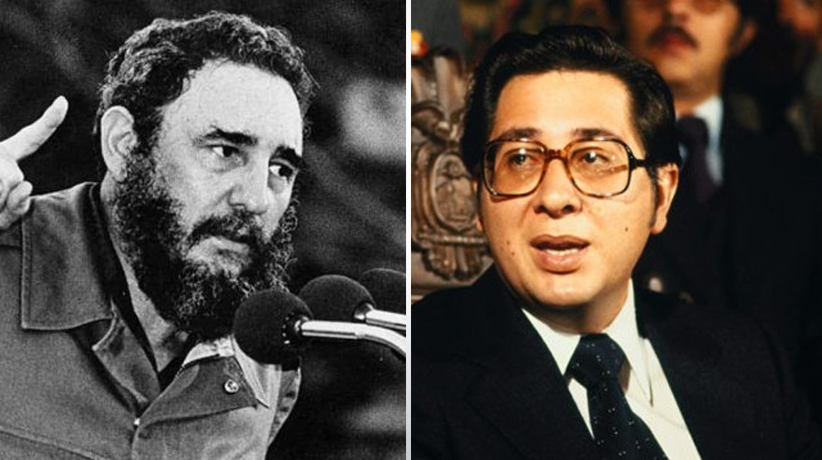 Fidel Castro, presidente de Cuba en 1981, y Jaime Roldós, presidente de Ecuador ese año.