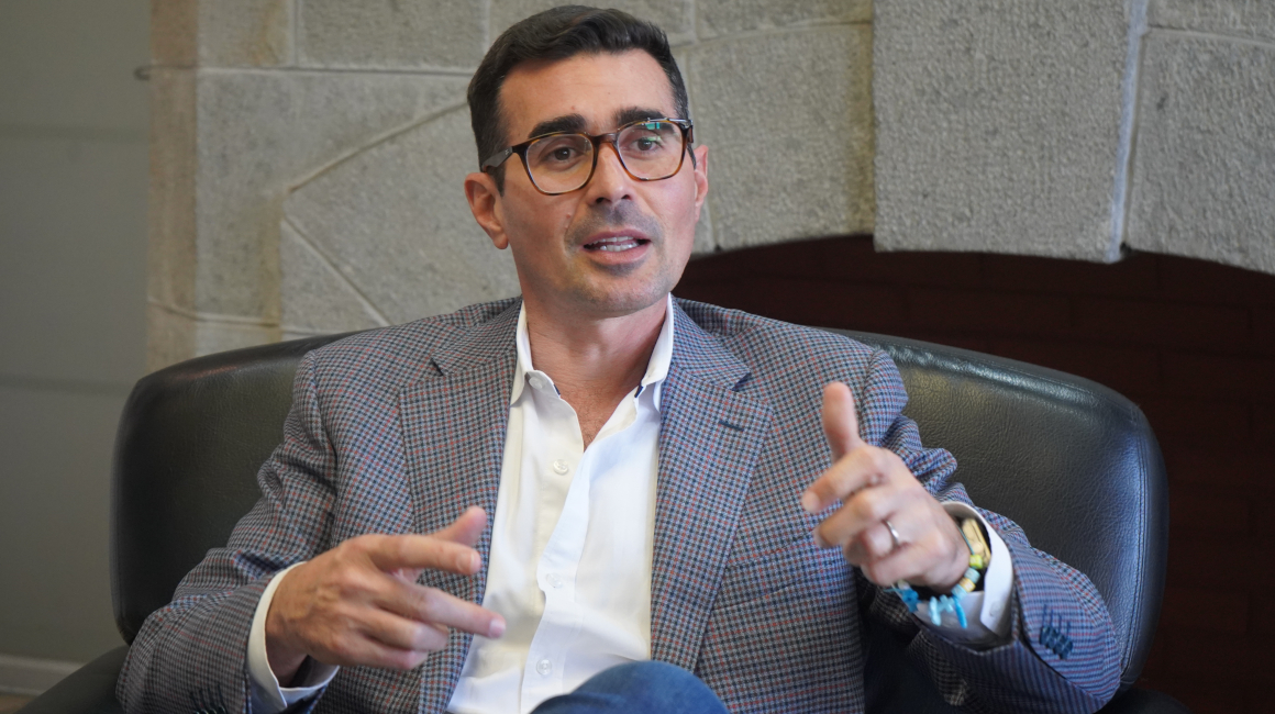Andrés Guschmer, ministro del Deporte, durante una entrevista con PRIMICIAS, el martes 9 de abril de 2024.