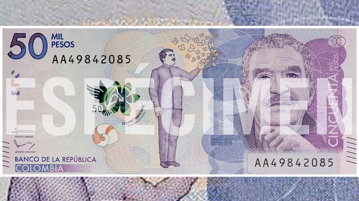 En Colombia, el billete de 50.000 pesos lleva el rostro de Gabriel García Márquez.