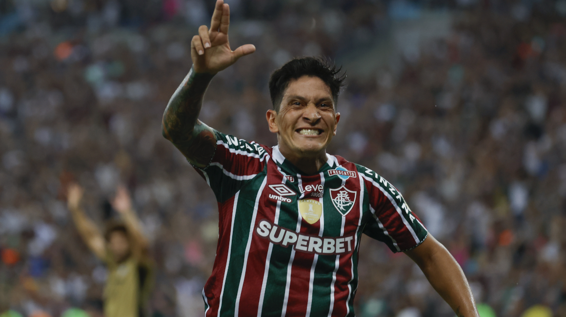 Germán Cano, delantero de Fluminense, grita un gol en la Copa Libertadores, el 9 de abril de 2024.