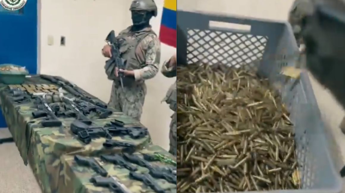 Armas y municiones encontradas en la cárcel Regional de Guayaquil, el 25 de abril de 2024.
