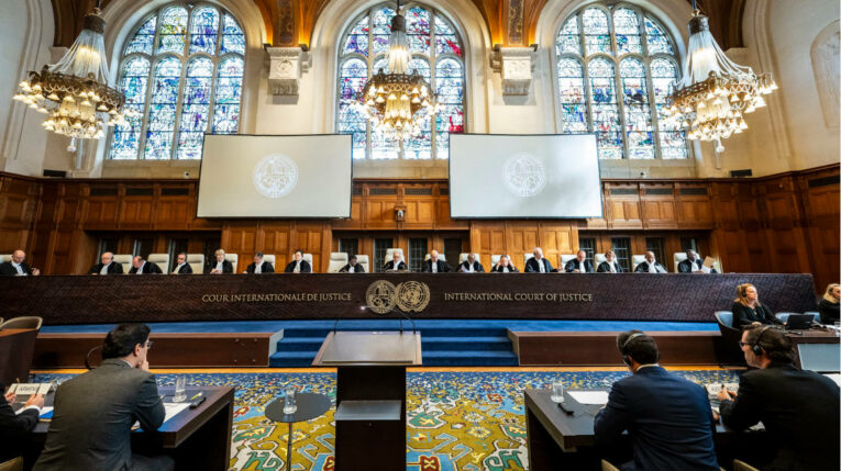 Audiencia pública de la Corte Internacional de Justicia, del 22 de abril de 2024, en La Haya, Países Bajos.