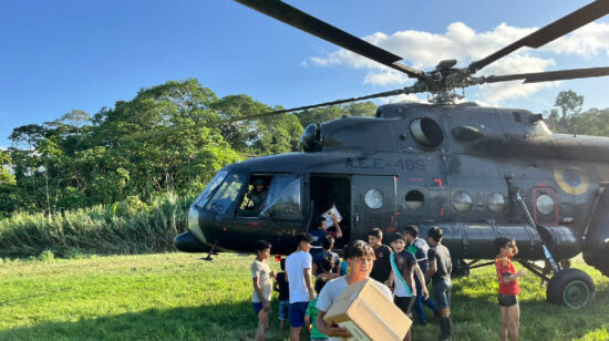 El helicóptero del Ejército ecuatoriano antes de accidentarse el 26 de abril de 2024.