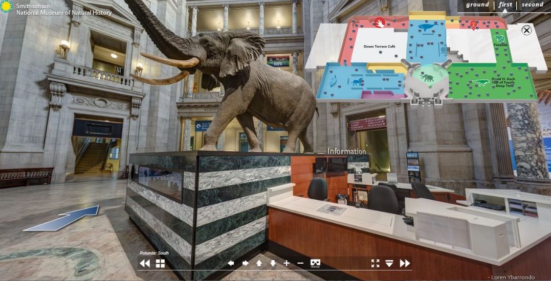 Captura de pantalla de visita virtual al Museo Smithsonian.