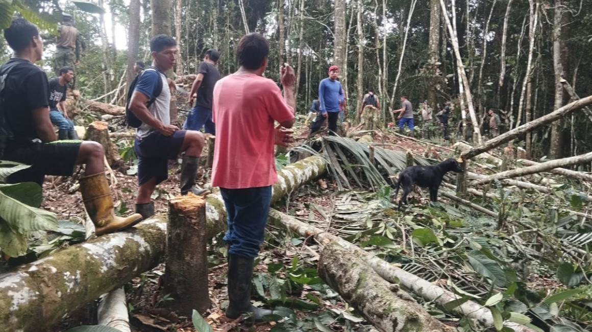 En Tiwino, alrededor de 40 personas ayudaron a construir la pista de aterrizaje en la selva, este 29 de abril de 2024.
