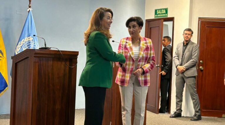 La canciller Sommerfeld recibió este 6 de mayo a la directora de UNODC, Ghada Waly.