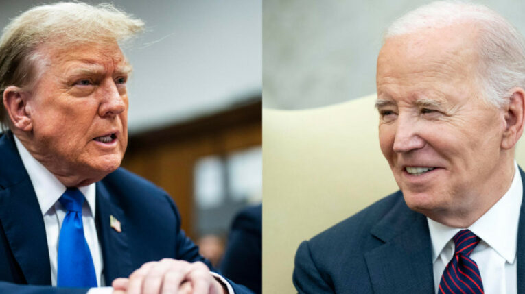 Imagen referencial del expresidente Estados Unidos, Donald Trump, frente al actual mandatario, Joe Biden. 