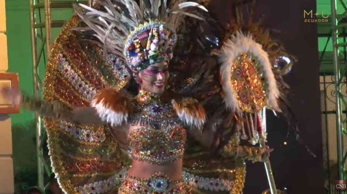 Yomaira Torales en la elección del traje típico de Miss Universo Ecuador, el 25 de mayo de 2024.