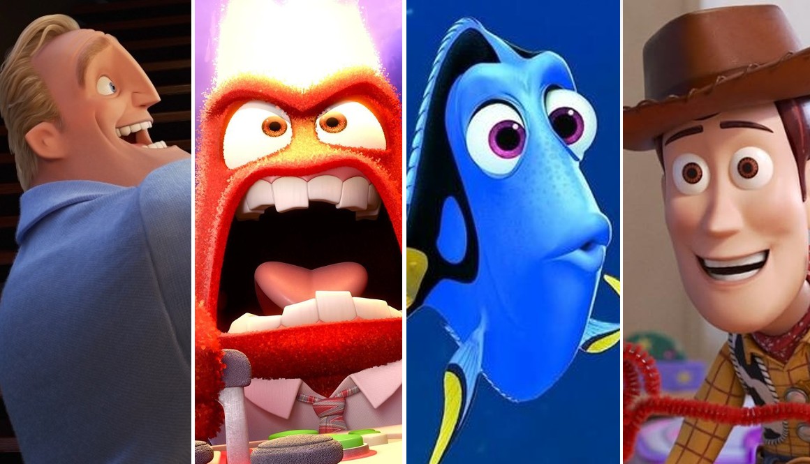 Escenas de películas de Pixar: 'Los Increíbles 2', 'Intensamente', 'Buscabdo a Dory' y 'Toy Story 4'.
