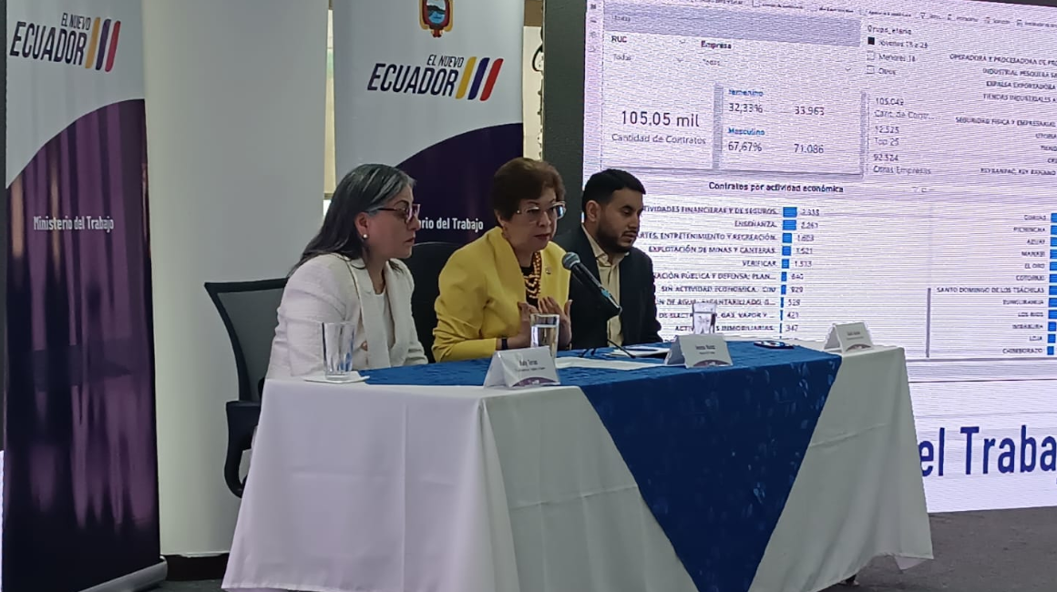 Ministra de Trabajo, Ivonne Núñez, presenta datos de empleo joven, 29 de mayo de 2024.