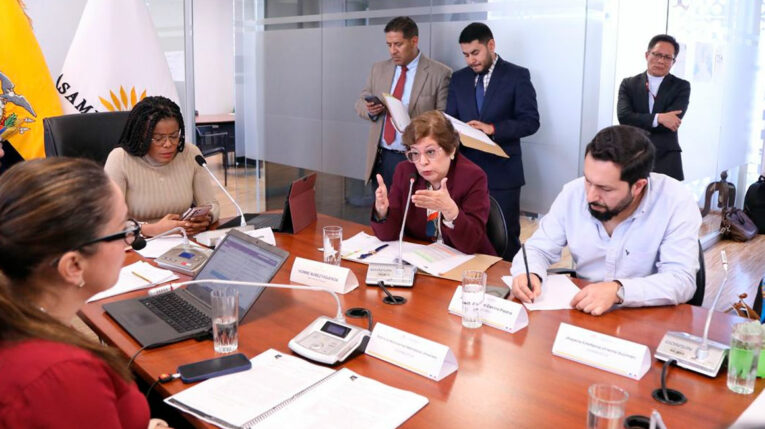 La ministra de Trabajo, Ivonne Núñez (centro), interviene en la Comisión de Garantías Constitucionales de la Asamblea.