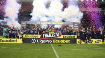 Los jugadores de Independiente del Valle festejan como primeros finalistas de la LigaPro, el 2 de junio de 2024.