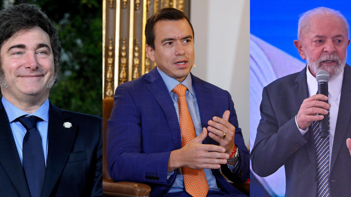 Los presidentes Javier Milei, Daniel Noboa y Lula da Silva son los mejor valorados en Sudamérica, según una encuesta publicada este 18 de junio de 2024.