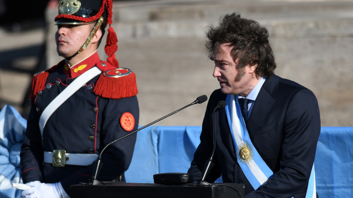 El presidente de Argentina, Javier Milei, durante la conmemoración del Día de la Bandera, 20 de junio de 2024.