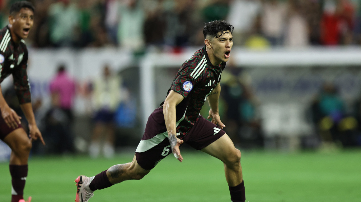 Gerardo Arteaga, de México, celebra su gol ante Jamaica en la Copa América, el 22 de junio de 2024.