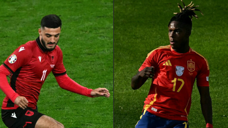 Armando Broja y Nico Williams en acción durante está Eurocopa.