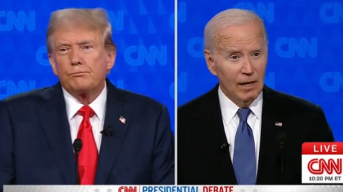 Donald Trump y Joe Biden en el primer debate de las elecciones presidenciales de Estados Unidos, el 27 de junio de 2024.