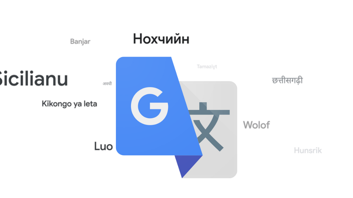 Ilustración con el logo del Traductor de Google y palabras en los nuevos idiomas que la plataforma acepta.
