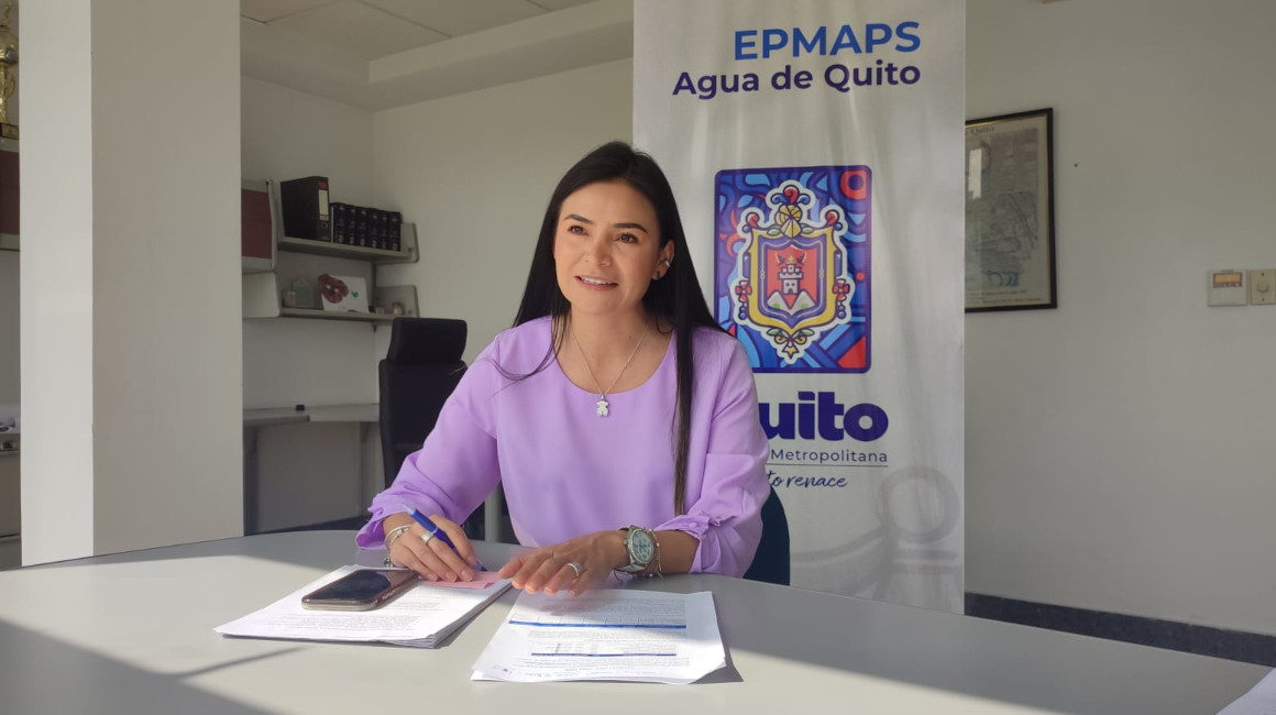 María Fernanda Villavicencio, gerenta de Operaciones de Epmaps, el 29 de junio de 2024 en una entrevista con Primicias.