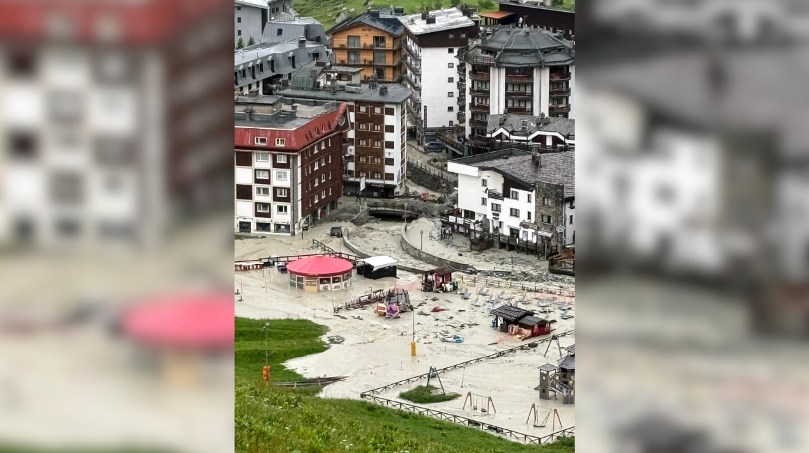 Un área inundada después de un deslizamiento que afectó a Cerivnia, cera de Aosta, al norte de Italia, el 30 de junio de 2024.