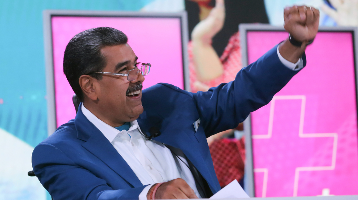 , Nicolás Maduro durante la transmisión de su programa semanal de televisión "Con Maduro +", 1 de julio de 2024.