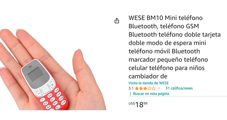 Precio de 'minicelular en Amazon.