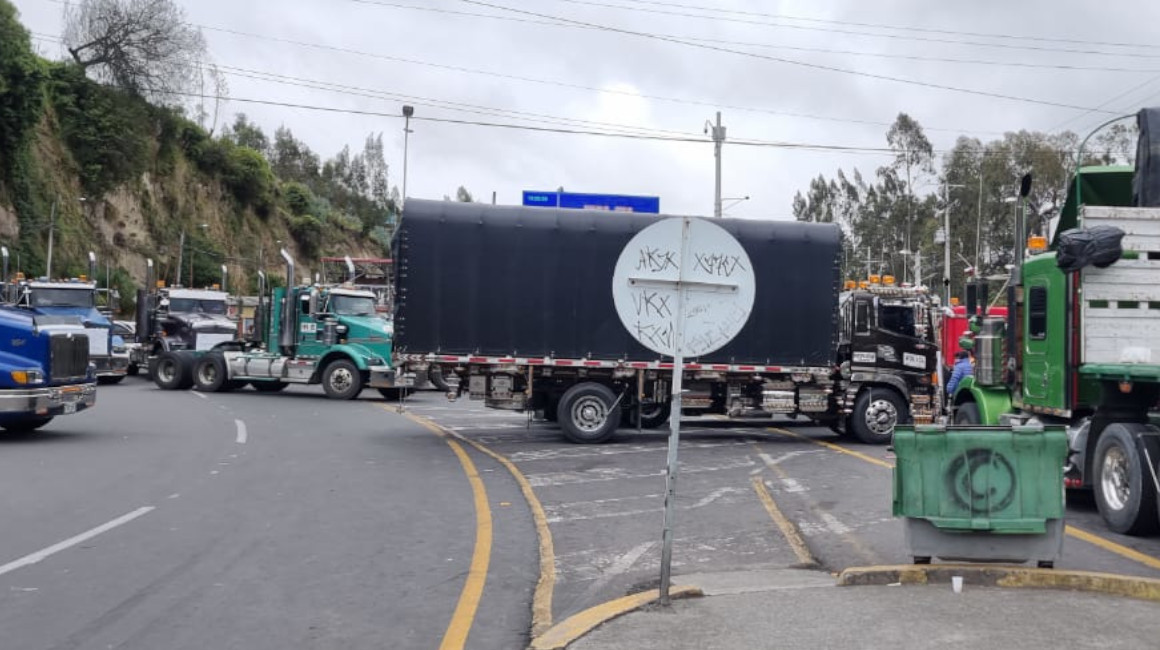 Bloqueo de transportistas en la frontera de Rumichaca, entre Ecuador y Colombia, 2 de julo de 2024.