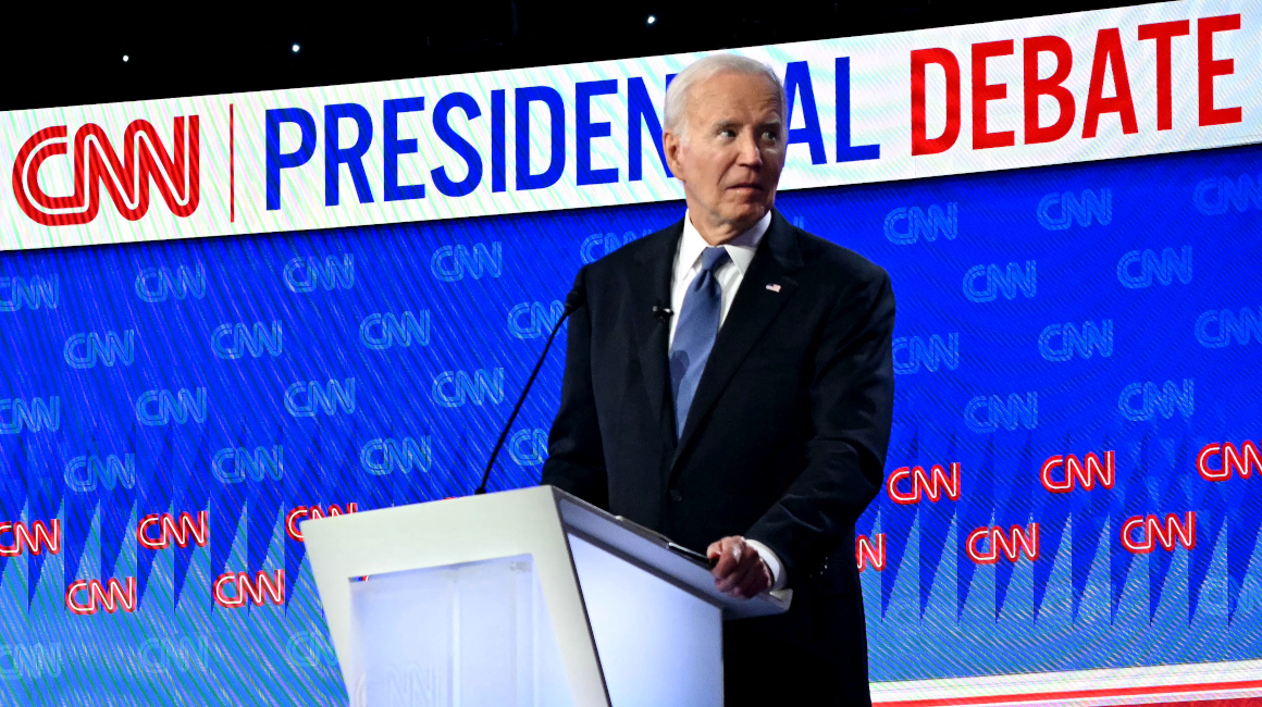 Joe Biden durante el primer debate presidencial, 27 de junio de 2024.